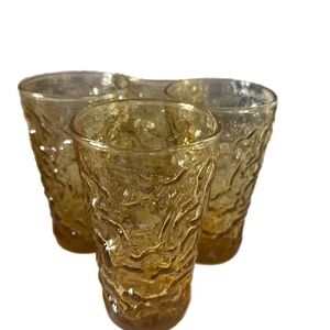 VTG MCM Honey Gold 4oz juice glasses Lido crinkle